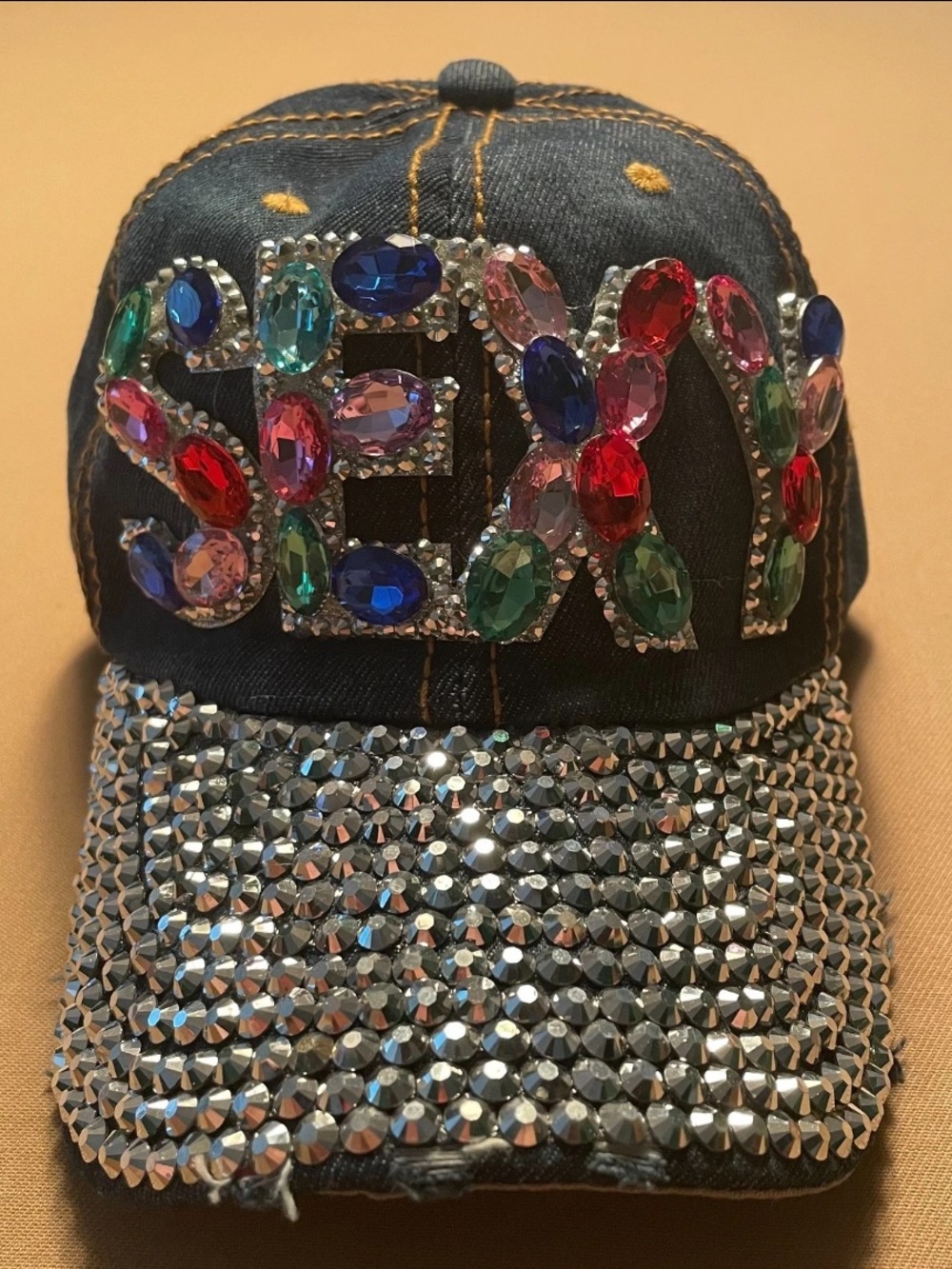 βSexyβ Bling Rhinestone Blue Denim Hat/Cap Adjustable Bedazzled Flair Sexy Bold